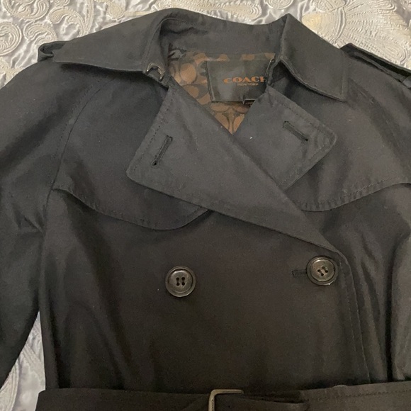Coach black trench coat with belt. Worn twice. Perfect condition. - Picture 5 of 11